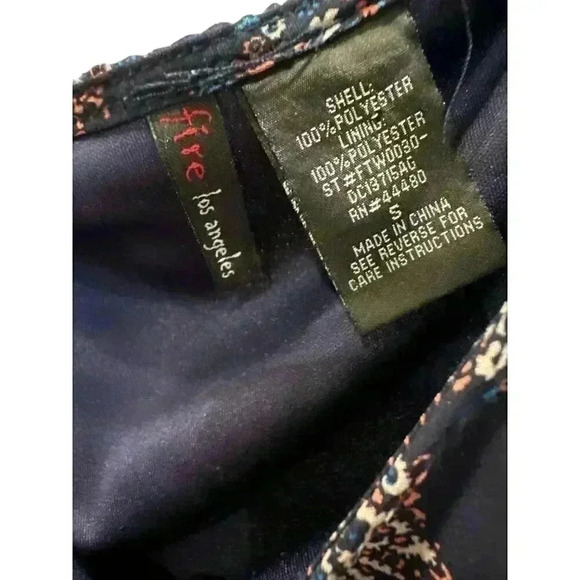 Fire Los Angeles Boho Batwing Navy Floral Blouse Size S, Pre-Owned - Picture 5 of 6
